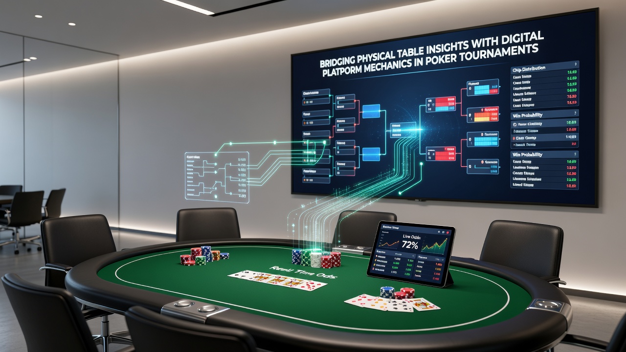 Digital poker interface showing player statistics and range visualizations alongside notes referencing live table observations