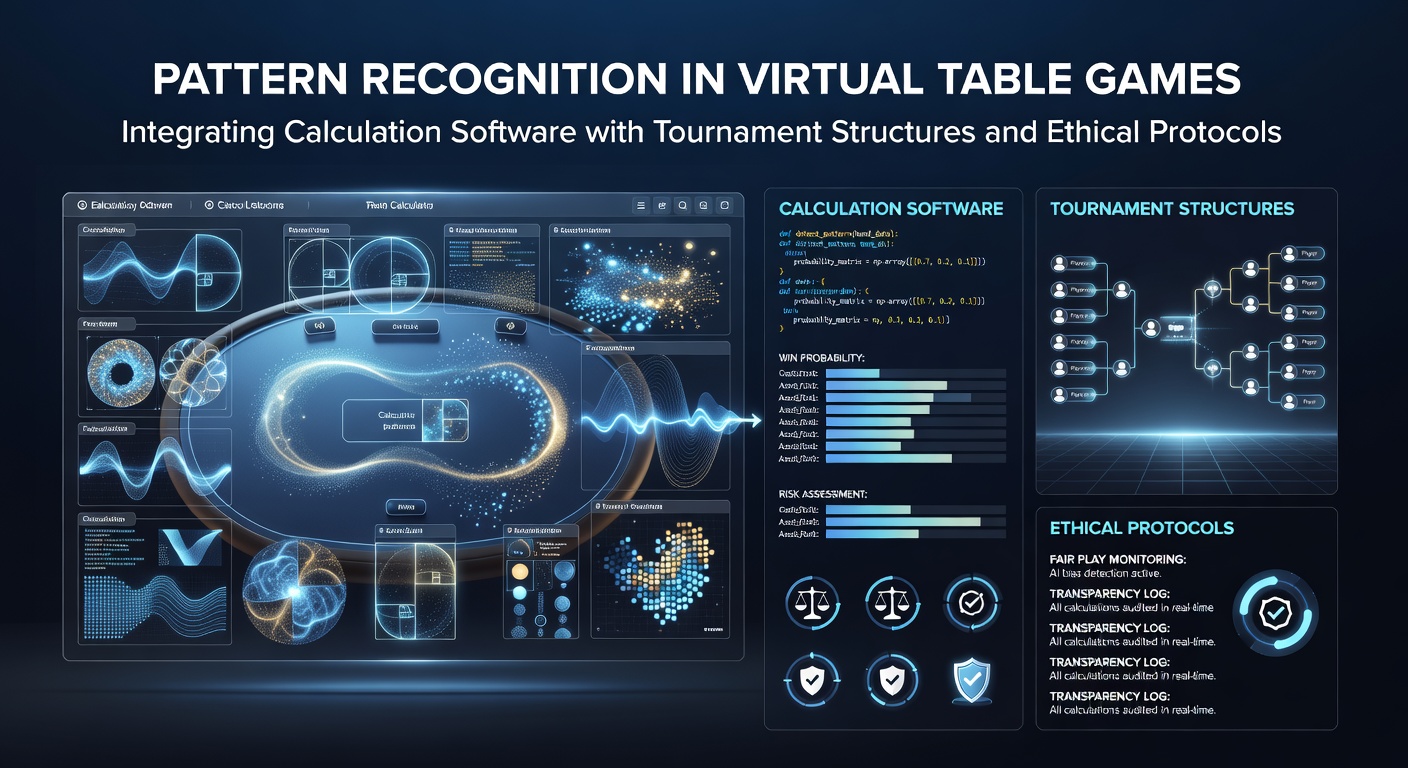 Virtual table game interface displaying pattern recognition overlays during an online tournament